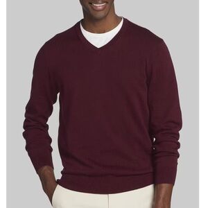 Jos. A. Bank Traveler Pima Cotton V-Neck Sweater Size XXL TAWNY PORT EUC